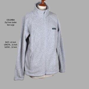 COLUMBA Zip Front Light Jacket L Gray Zip Pockets Machine Wash Bin 5